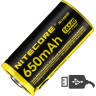 Аккумулятор NITECORE NL1665R 16340 (RCR123) 650 мА·ч, зарядка USB 17041