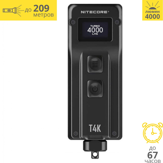 Фонарь NITECORE T4K BLACK 4*CREE XP-L2 V6 19780