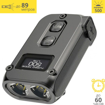 Фонарь NITECORE TINI2 OSRAM P2 x 2, серый