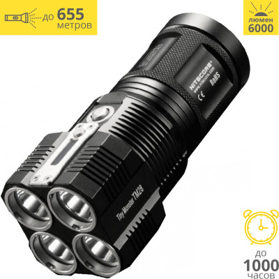 Фонарь NITECORE TM28, комплект 4×18650 3100 mAh