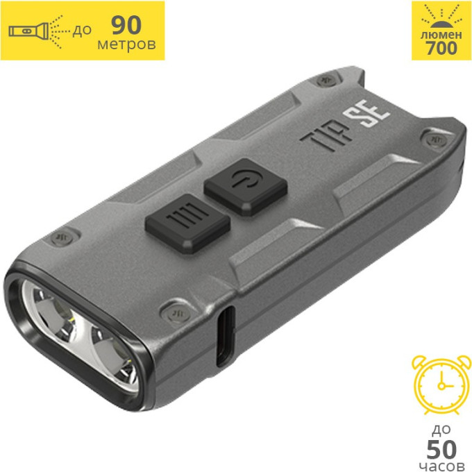 Наключный фонарь NITECORE TIP SE Grey 2× OSRAM P8