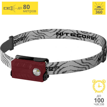 Налобный фонарь NITECORE NU20, красный (Cree XP-G2 S3)