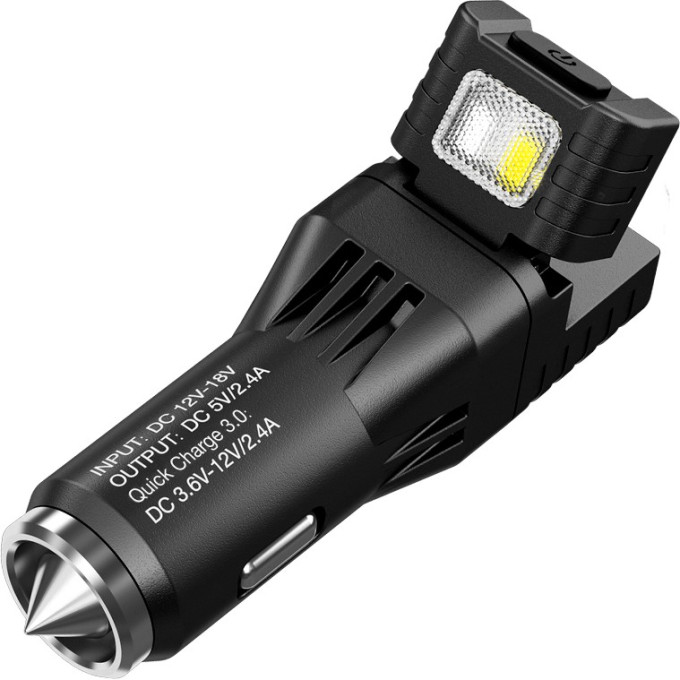 Автозарядка NITECORE VCL10 с фонарём и аварийным маяком